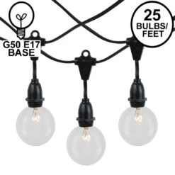 25 Clear G50 Suspended Commercial Grade Intermediate Base Light Set
