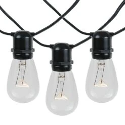 25 Clear S14 Commercial Grade Light String Set On 37.5' Of Black Wire -Christmas Lights Series 0022150 25 clear s14 commercial grade light string set on 375 of black wire