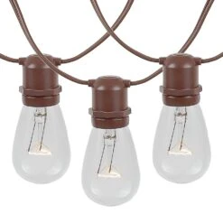 25 Clear S14 Commercial Grade Light String Set On 37.5' Of Brown Wire -Christmas Lights Series 0022151 25 clear s14 commercial grade light string set on 375 of brown wire