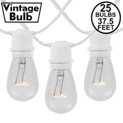 25 Clear S14 Commercial Grade Light String Set On 37.5' Of White Wire