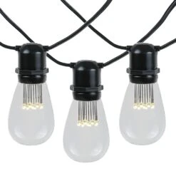 25 LED S14 Warm White Commercial Grade Light String Set On 37.5' Of Black Wire -Christmas Lights Series 0022166 25 led s14 warm white commercial grade light string set on 375 of black wire