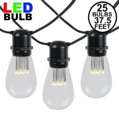 25 LED S14 Warm White Commercial Grade Light String Set On 37.5' Of Black Wire
