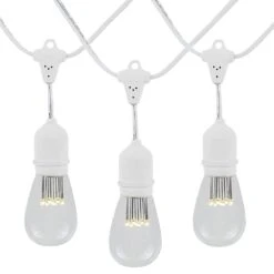 25 LED S14 Warm White Commercial Grade Suspended Light String Set On 37.5' Of White Wire -Christmas Lights Series 0022168 25 led s14 warm white commercial grade suspended light string set on 375 of white wire