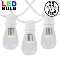 25 LED S14 Warm White Commercial Grade Light String Set On 37.5' Of White Wire