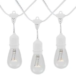 50 Clear S14 Commercial Grade Suspended Light String Set On 100' Of White Wire -Christmas Lights Series 0022192 50 clear s14 commercial grade suspended light string set on 100 of white wire