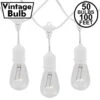 50 Clear S14 Commercial Grade Suspended Light String Set On 100' Of White Wire