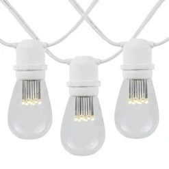 50 LED S14 Warm White Commercial Grade Light String Set On 100' Of White Wire -Christmas Lights Series 0022196 50 led s14 warm white commercial grade light string set on 100 of white wire