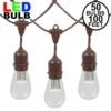 50 LED S14 Warm White Commercial Grade Suspended Light String Set On 100' Of Brown Wire