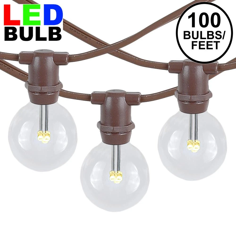 100 Warm White LED G40 Commercial Grade Candelabra Base Light Set - Brown Wire 1 100 Warm White LED G40 Commercial Grade Candelabra Base Light Set - Brown Wire
