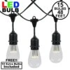 15 LED S14 Warm White Commercial Grade Suspended Light String Set On 48' Of Black Wire