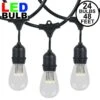 24 Warm White LED S14 Commercial Grade Suspended Light String Set On 48' Of Black Wire