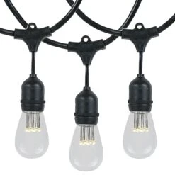 24 Warm White LED S14 Commercial Grade Suspended Light String Set On 48' Of Black Wire 9 24 Warm White LED S14 Commercial Grade Suspended Light String Set On 48' Of Black Wire -Christmas Lights Series 0022655 24 warm white led s14 commercial grade suspended light string set on 48 of black wire