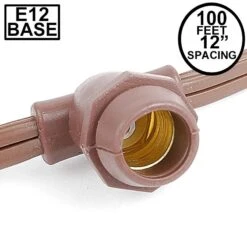 100' Brown Commercial Grade Stringer 100 Candelabra (e12) Base Sockets