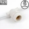 25' White Commercial Grade Stringer 25 Candelabra (e12) Base Sockets
