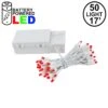 50 LED Battery Operated Lights Red On White Wire