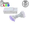 50 LED Battery Operated Lights Purple On White Wire