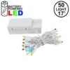50 LED Battery Operated Lights Multi On White Wire