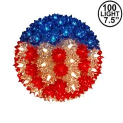 Red White And Blue Patriotic 100 Light Starlight Sphere 7.5"
