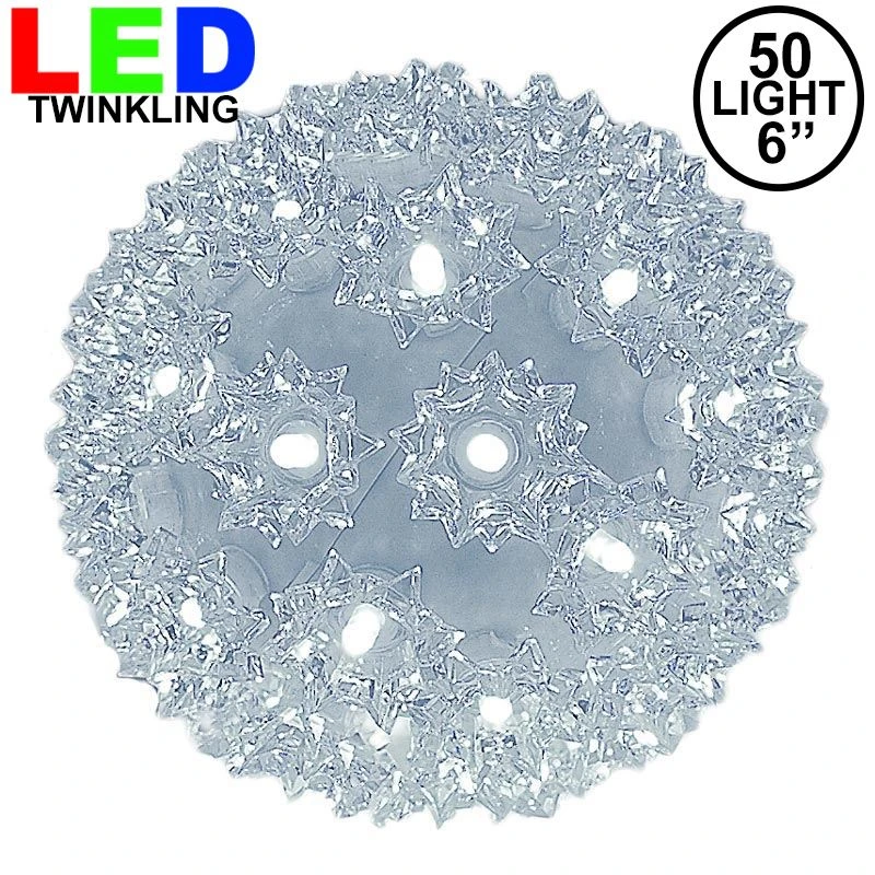 50 Twinkle LED 6" Sphere Pure White 1 50 Twinkle LED 6" Sphere Pure White