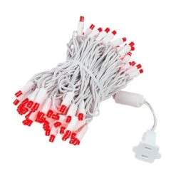 Commercial Grade Wide Angle 100 LED Red 34' Long White Wire -Christmas Lights Series 0023024 commercial grade wide angle 100 led red 34 long white wire