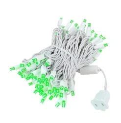 Commercial Grade Wide Angle 100 LED Green 34' Long White Wire -Christmas Lights Series 0023030 commercial grade wide angle 100 led green 34 long white wire
