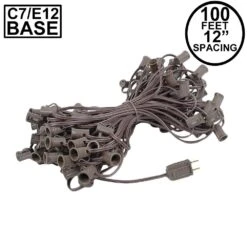C7 100' String On Brown Wire, 100 Sockets
