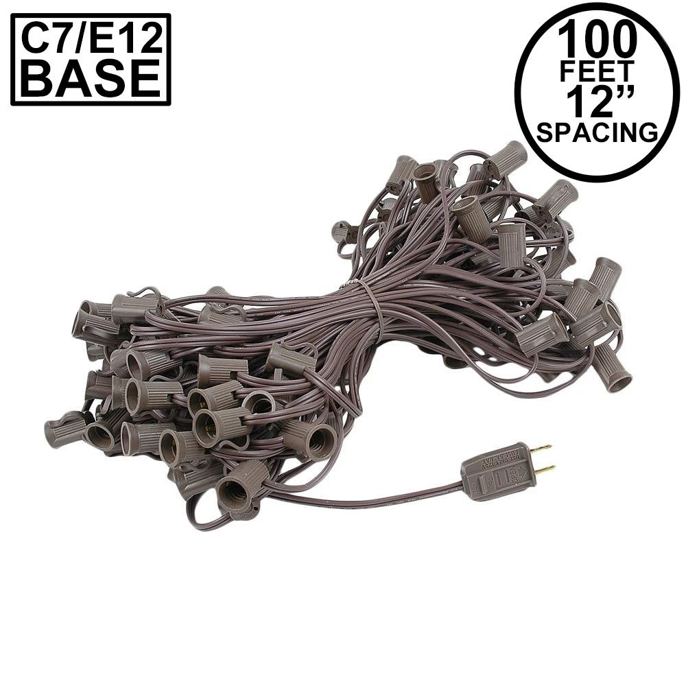 C7 100' String On Brown Wire, 100 Sockets 1 C7 100' String On Brown Wire, 100 Sockets