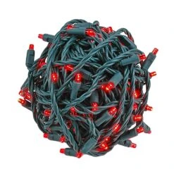 Coaxial 100 LED Red 6" Spacing Green Wire -Christmas Lights Series 0023125 coaxial 100 led red 6 spacing green wire