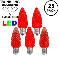 Twinkle Red C7 LED Replacement Bulbs 25 Pack