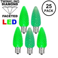 Twinkle Green C7 LED Replacement Bulbs 25 Pack