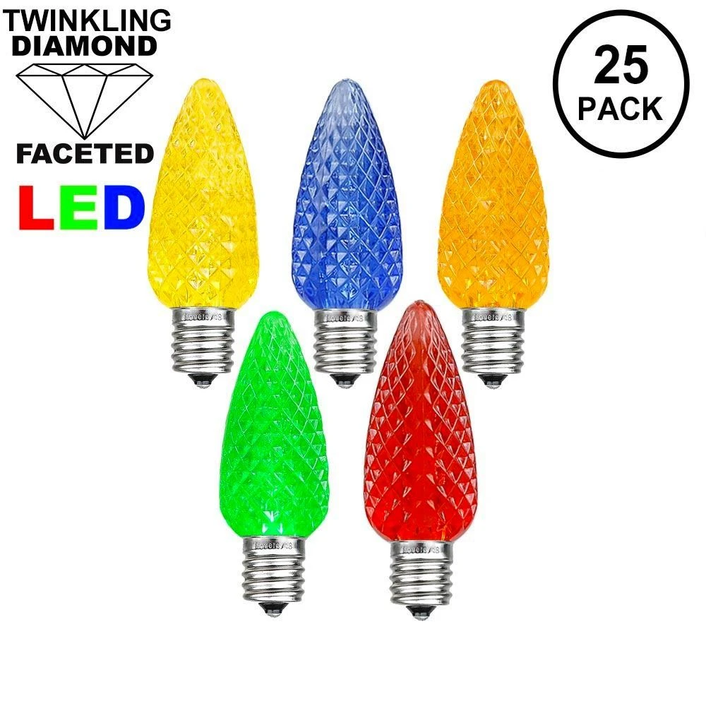Twinkle Multi C7 LED Replacement Bulbs 25 Pack 1 Twinkle Multi C7 LED Replacement Bulbs 25 Pack