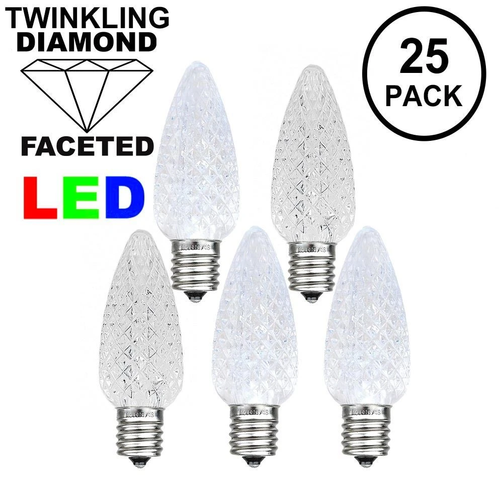 Twinkle Pure White C7 LED Replacement Bulbs 25 Pack 1 Twinkle Pure White C7 LED Replacement Bulbs 25 Pack