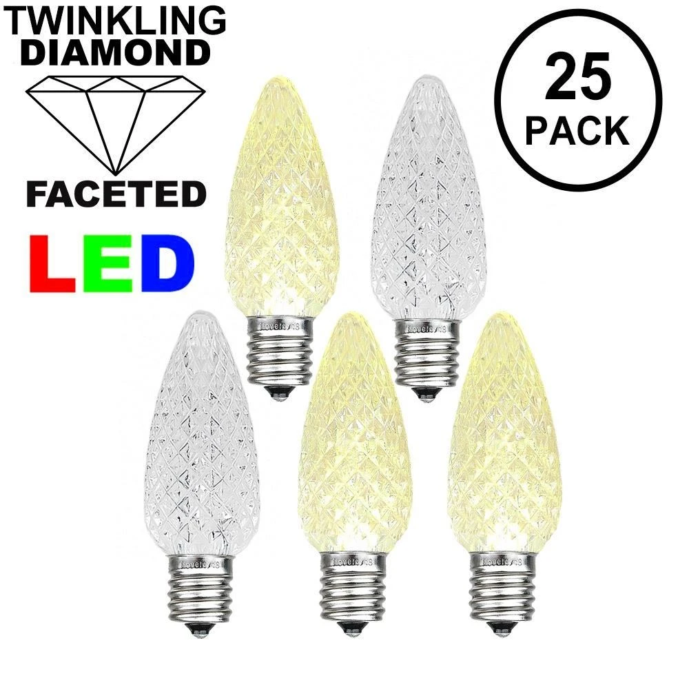 Twinkle Warm White C9 LED Replacement Bulbs 25 Pack 1 Twinkle Warm White C9 LED Replacement Bulbs 25 Pack