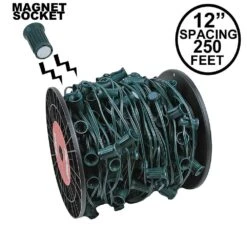 C7 Magnetic 250' Spool 12" Spacing Green Wire