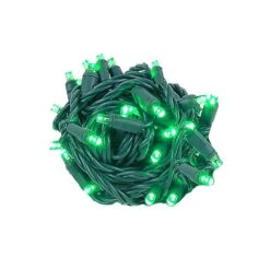 Coaxial 50 LED Green 6" Spacing Green Wire -Christmas Lights Series 0023382 coaxial 50 led green 6 spacing green wire