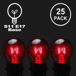 25 Pack Of Red S11 10 Watt Bulbs Intermediate Base E17