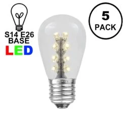 5 Pack Warm White S14 LED Medium Base E26 Bulbs W/ 16 LEDs