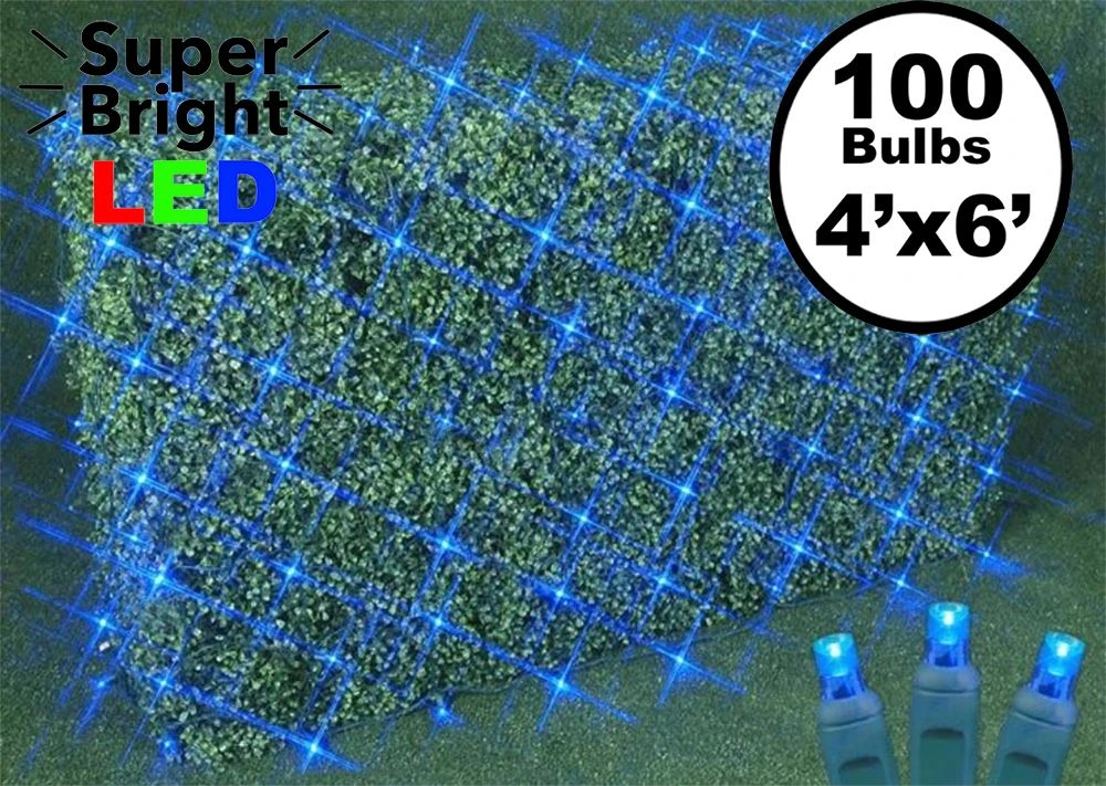 Blue LED Net Lights 4x6 Green Wire 1 Blue LED Net Lights 4x6 Green Wire