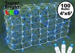 Blue LED Net Lights, White Wire, 4x6