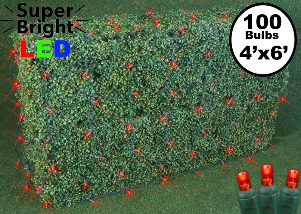 Red LED Net Lights 4x6 Green Wire 1 Red LED Net Lights 4x6 Green Wire