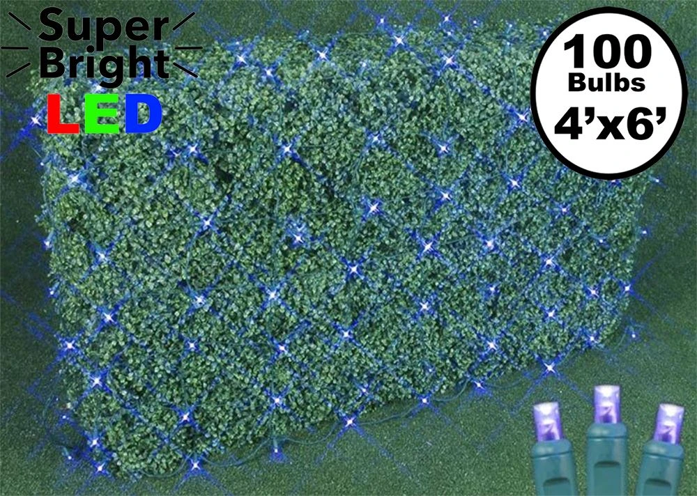 Purple LED Net Lights 4x6 Green Wire 1 Purple LED Net Lights 4x6 Green Wire