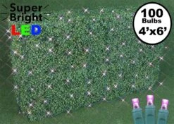 Pink LED Net Lights 4x6 Green Wire