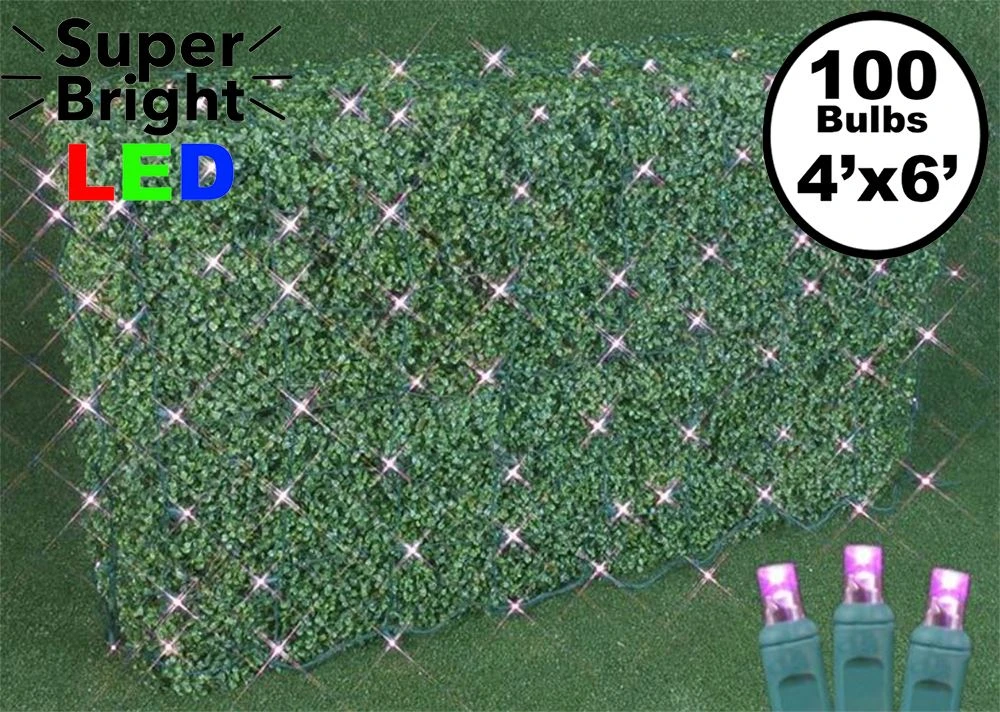 Pink LED Net Lights 4x6 Green Wire 1 Pink LED Net Lights 4x6 Green Wire