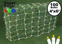 Yellow LED Net Lights, White Wire 4x6