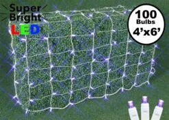 Purple LED Net Lights, White Wire 4x6