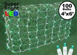 Green LED Net Lights, White Wire 4x6
