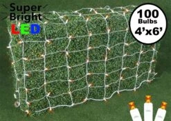 Amber/Orange LED Net Lights, White Wire 4x6