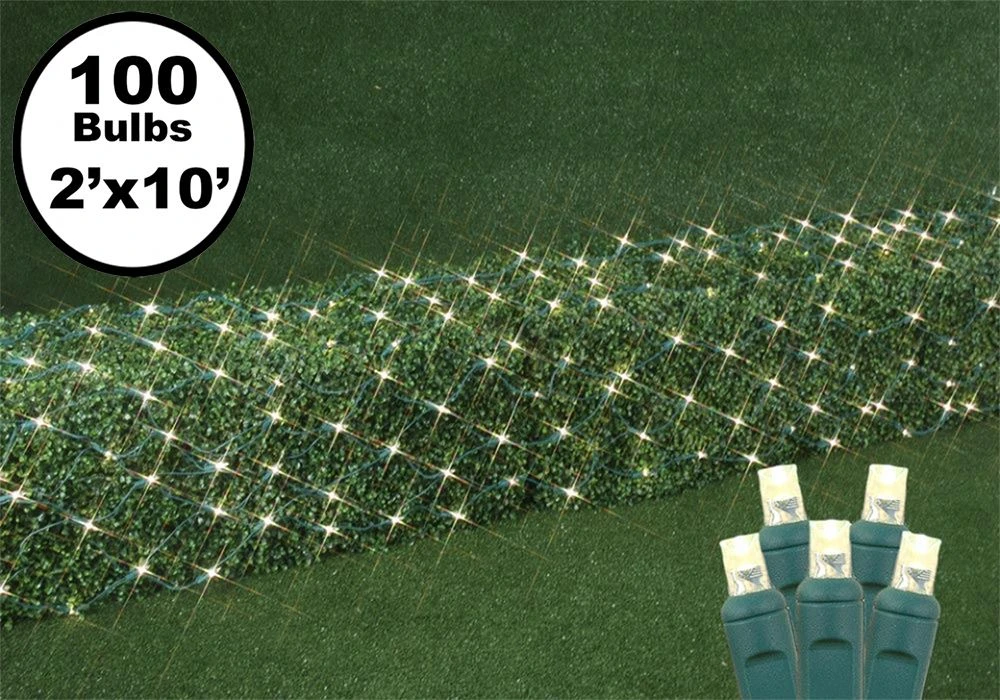 Warm White LED Net Lights 2x10 Green Wire 1 Warm White LED Net Lights 2x10 Green Wire