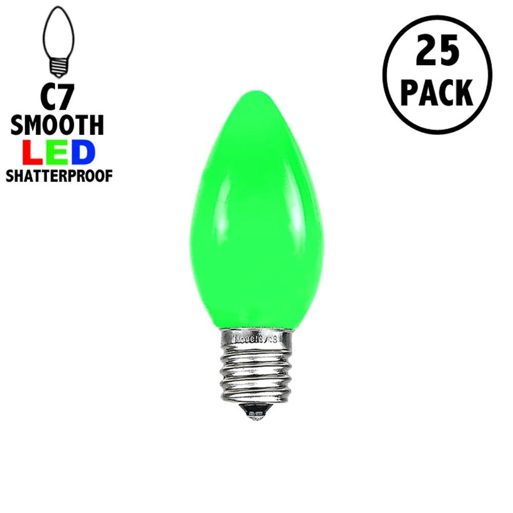 C7 - Green - Ceramic (plastic) LED Replacement Bulbs - 25 Pack 1 C7 - Green - Ceramic (plastic) LED Replacement Bulbs - 25 Pack
