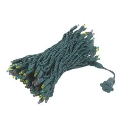 Commercial Grade Wide Angle 100 LED Yellow Purple Green 50' Long On Green Wire -Christmas Lights Series 0025371 commercial grade wide angle 100 led yellow purple green 50 long on green wire